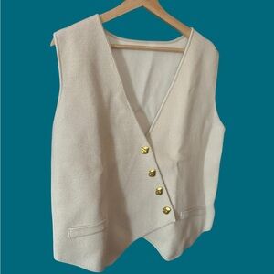 NWT ✨ Commense Cream Tailored Vest with Gold Buttons